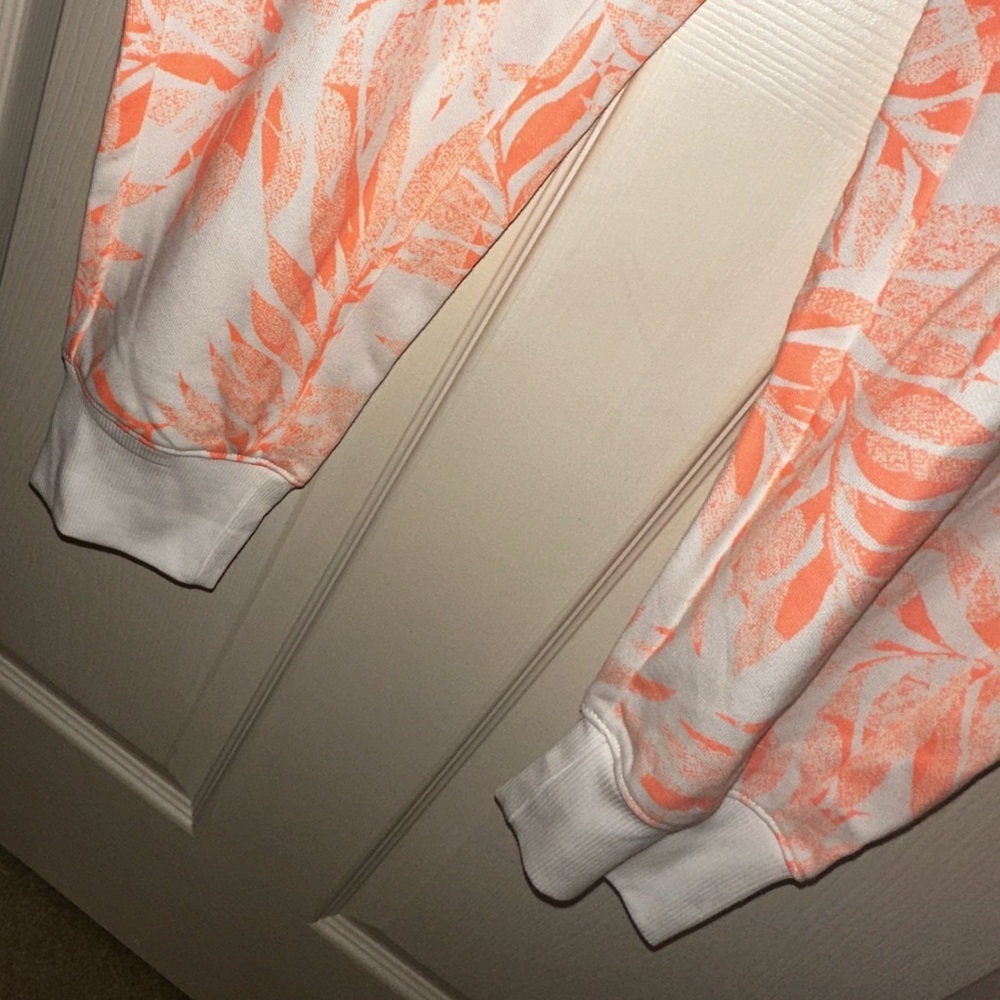 NWT Columbia PFG women’s neon Orange and White Leaf Print Drawstring Pants XL - Picture 7 of 9